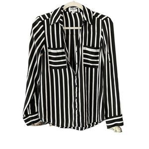 EXPRESS Black and White Vertical Striped Blouse - Size Small NWOT